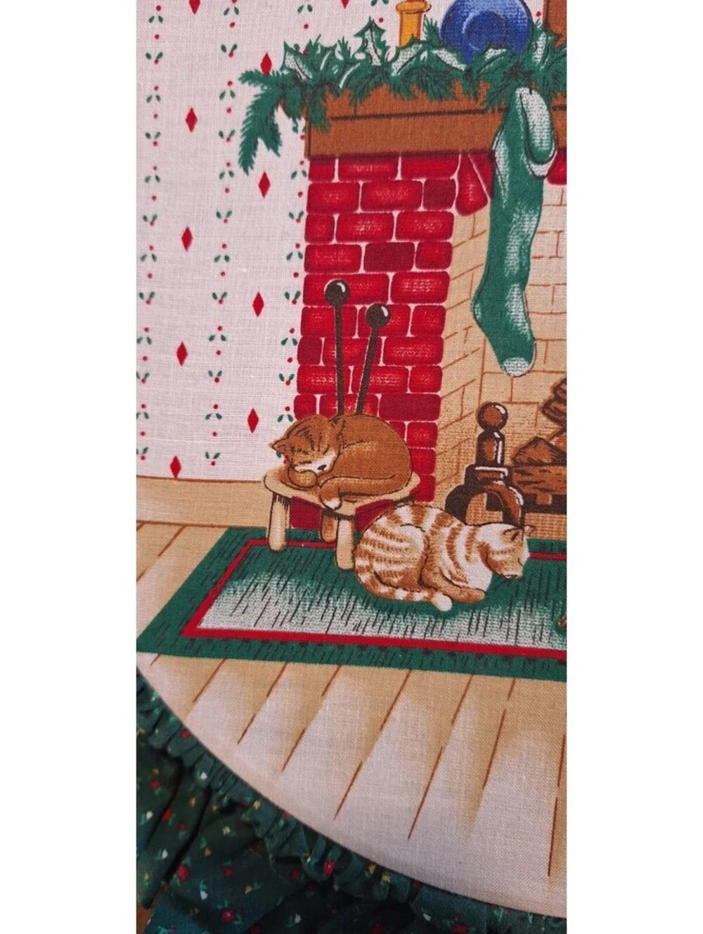 Set Of 2 Vintage Embroidery Hoop Hanging Wall Decoration Christmas Holiday 14